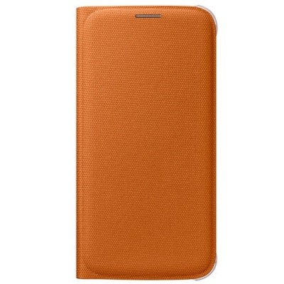 Samsung Galaxy S6 G920 originalus Flip Wallet Cover atverčiamas oranžinis dėklas / Priedai.lt