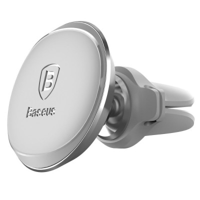 „Baseus“ Magnet Mount (360°) sidabrinis automobilinis telefono laikiklis (į vėdinimo groteles) / Priedai.lt