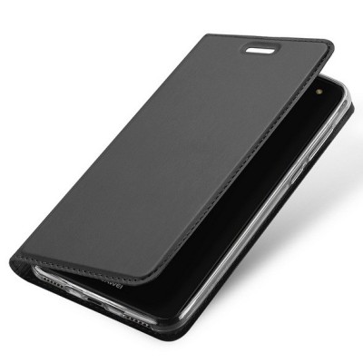 „Dux Ducis“ Skin serijos Huawei Y6 2017 / Y5 2017 (Nova Young) juodas odinis atverčiamas dėklas / Priedai.lt