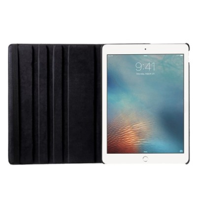 Apple iPad Pro 12.9" 2017 atverčiamas, sukamas 360 laipsnių, juodas odinis dėklas - stovas / Priedai.lt