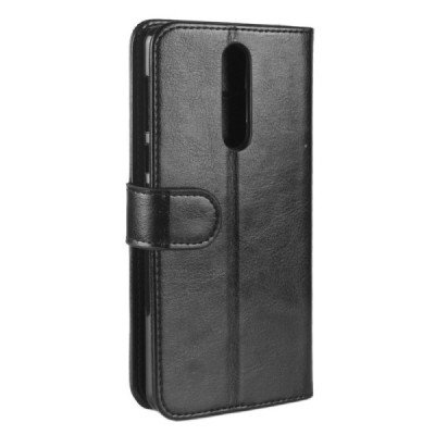 Nokia 8 atverčiamas juodas odinis Casual dėklas - piniginė / Priedai.lt