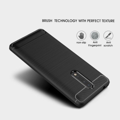 Nokia 8 „Carbon“ kieto silikono TPU juodas dėklas - nugarėlė / Priedai.lt