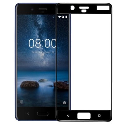 Nokia 8 „Mocolo“ 9H Tempered Glass sustiprintos apsaugos juodas pilnai dengiantis apsauginis ekrano stiklas 0,26 mm / Priedai.lt