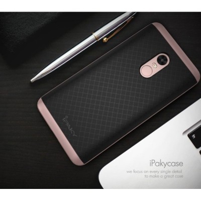 Xiaomi Redmi Note 4X „IPAKY“ kieto silikono TPU juodas (rožinės spalvos apvadais) dėklas - nugarėlė / Priedai.lt