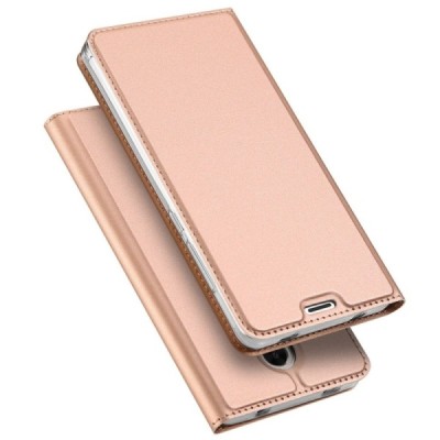 „Dux Ducis“ Skin serijos Xiaomi Redmi Note 4X rožinis odinis atverčiamas dėklas / Priedai.lt