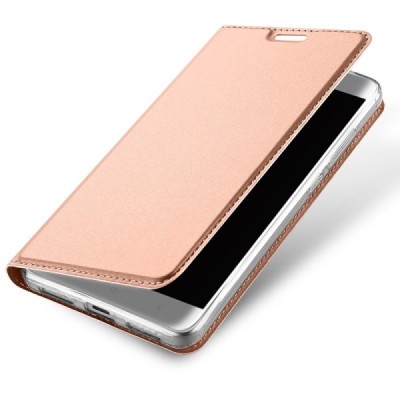 „Dux Ducis“ Skin serijos Xiaomi Redmi Note 4X rožinis odinis atverčiamas dėklas / Priedai.lt