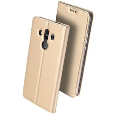 „Dux Ducis“ Skin serijos Huawei Mate 10 Pro auksinis odinis atverčiamas dėklas / Priedai.lt