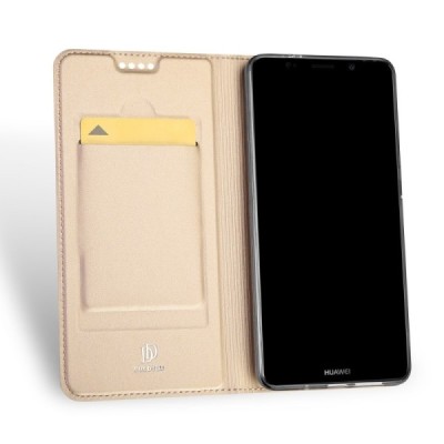 „Dux Ducis“ Skin serijos Huawei Mate 10 Pro auksinis odinis atverčiamas dėklas / Priedai.lt