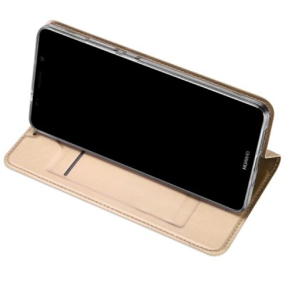 „Dux Ducis“ Skin serijos Huawei Mate 10 Pro auksinis odinis atverčiamas dėklas / Priedai.lt