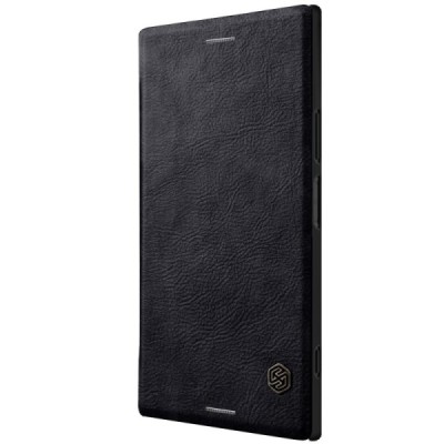 Prabangus „Nillkin“ Qin serijos juodas odinis atverčiamas Sony Xperia XZ1 dėklas - knygutė / Priedai.lt