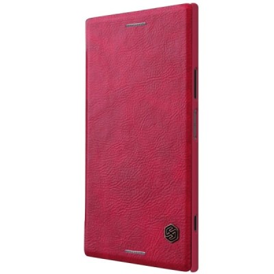 Prabangus „Nillkin“ Qin serijos raudonas odinis atverčiamas Sony Xperia XZ1 dėklas - knygutė / Priedai.lt