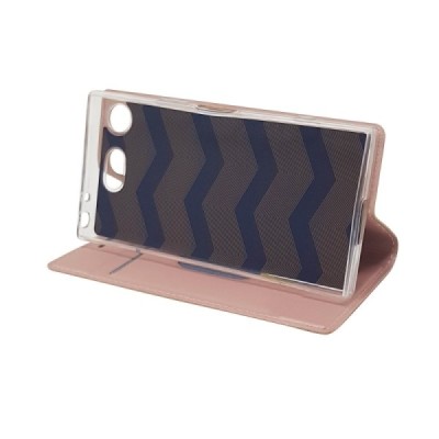 „Dux Ducis“ Skin serijos Sony Xperia XZ1 Compact rožinis odinis atverčiamas dėklas / Priedai.lt