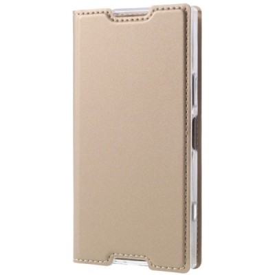 „Dux Ducis“ Skin serijos Sony Xperia XZ1 Compact auksinis odinis atverčiamas dėklas / Priedai.lt