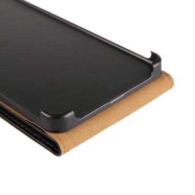 Nokia 6 klasikinis vertikaliai atverčiamas juodas odinis dėklas / Priedai.lt