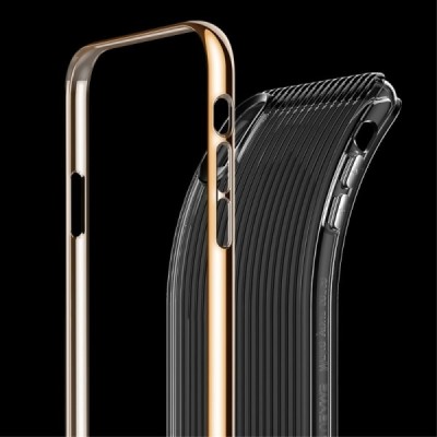 „Usams“ Senior sustiprintos apsaugos skaidrus Apple iPhone X (iPhone Xs) auksinis kieto silikono (TPU) ir plastiko dėklas / Prie
