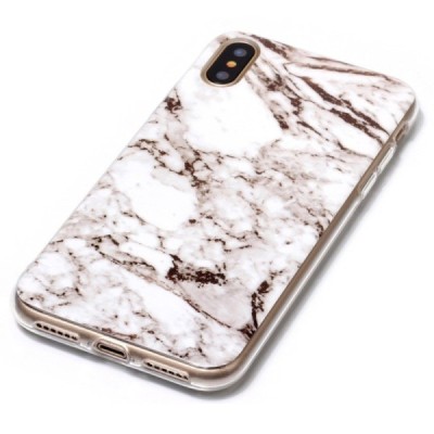 Apple iPhone X (iPhone Xs) „Marble“ kieto silikono TPU baltas dėklas - nugarėlė / Priedai.lt