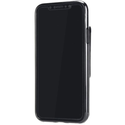 Apple iPhone X (iPhone Xs) juodas kieto silikono TPU odinis dėklas su kortelių laikikliu - nugarėlė / Priedai.lt