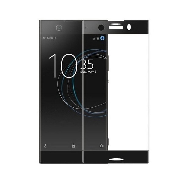 „Calans“ Tempered Glass pilnai dengiantis apsauginis ekrano stiklas 0.2 mm - juodas (Xperia XZ1 Compact)