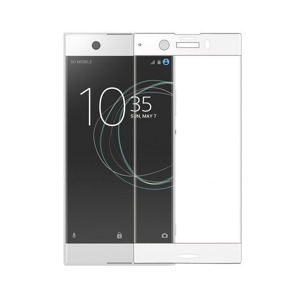 „Calans“ Tempered Glass pilnai dengiantis apsauginis ekrano stiklas 0.2 mm - baltas (Xperia XZ1 Compact)