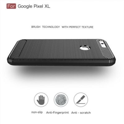 Google Pixel XL „Carbon“ kieto silikono TPU juodas dėklas - nugarėlė / Priedai.lt