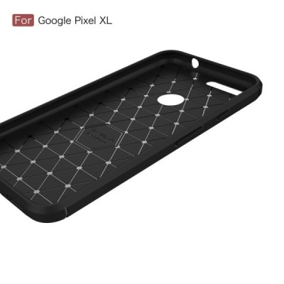 Google Pixel XL „Carbon“ kieto silikono TPU juodas dėklas - nugarėlė / Priedai.lt