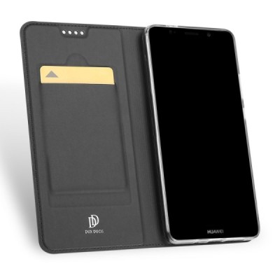 „Dux Ducis“ Skin serijos Huawei Mate 10 Pro juodas odinis atverčiamas dėklas / Priedai.lt
