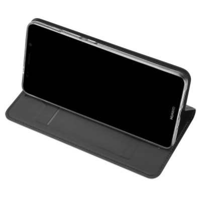 „Dux Ducis“ Skin serijos Huawei Mate 10 Pro juodas odinis atverčiamas dėklas / Priedai.lt