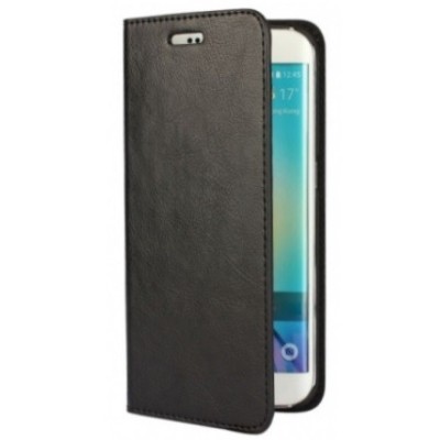 Samsung Galaxy S6 Edge (G925) „Faux Leather“ atverčiamas juodas odinis dėklas - knygutė / Priedai.lt