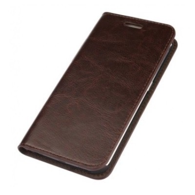 Samsung Galaxy S6 Edge (G925) „Faux Leather“ atverčiamas tamsiai rudas odinis dėklas - knygutė / Priedai.lt