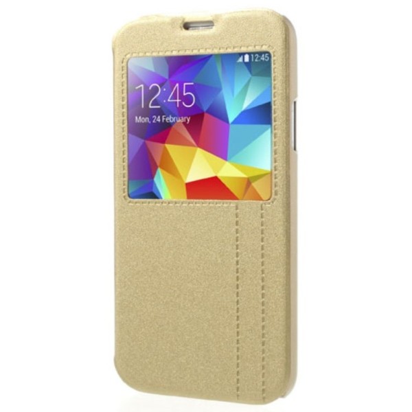 Atverčiamas dėklas su langeliu - auksinis (Galaxy S5 / S5 Neo)