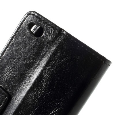 Xiaomi Redmi 5A  atverčiamas juodas odinis dėklas, knygutė - piniginė / Priedai.lt