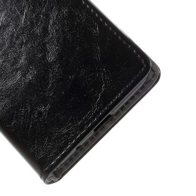 Xiaomi Redmi 5A  atverčiamas juodas odinis dėklas, knygutė - piniginė / Priedai.lt