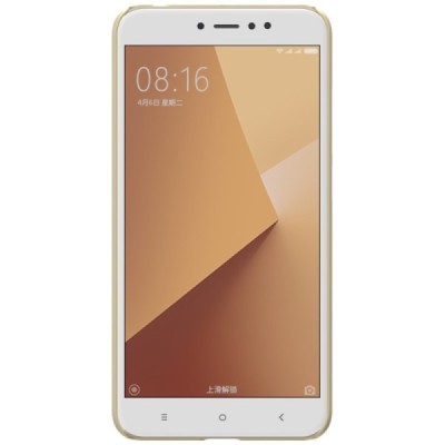 Xiaomi Redmi Note 5A (Y1) Nillkin Frosted Shield auksinis plastikinis dėklas + apsauginė ekrano plėvelė / Priedai.lt