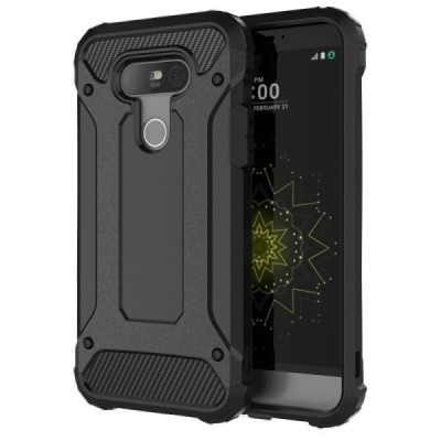 LG G5 (H850) juodas kieto silikono (TPU) ir plastiko dėklas / Priedai.lt
