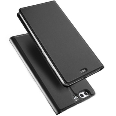 „Dux Ducis“ Skin serijos Huawei P10 (Huawei Ascend P10) juodas odinis atverčiamas dėklas / Priedai.lt