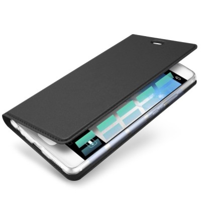 „Dux Ducis“ Skin serijos Huawei P10 (Huawei Ascend P10) juodas odinis atverčiamas dėklas / Priedai.lt