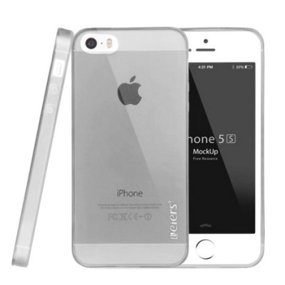 Apple iPhone SE (5, 5s) Leiers skaidrus pilkas kieto silikono TPU ploniausias pasaulyje dėklas / Priedai.lt