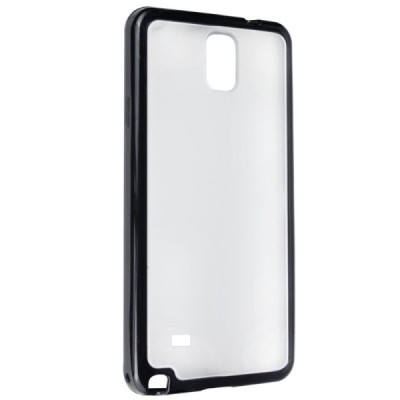 Skaidrus, juodas su kieto silikono rėmu plastikinis Samsung Galaxy Note 4 (N910) dėklas / Priedai.lt