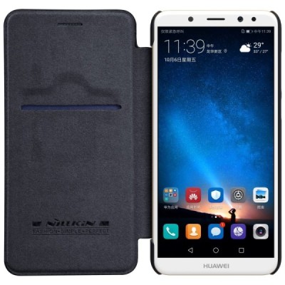 Prabangus „Nillkin“ Qin serijos juodas odinis atverčiamas Huawei Mate 10 Lite dėklas - knygutė / Priedai.lt