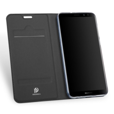 „Dux Ducis“ Skin serijos Huawei Mate 10 Lite juodas odinis atverčiamas dėklas / Priedai.lt