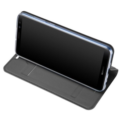 „Dux Ducis“ Skin serijos Huawei Mate 10 Lite juodas odinis atverčiamas dėklas / Priedai.lt