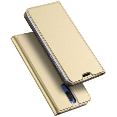 „Dux Ducis“ Skin serijos Huawei Mate 10 Lite auksinis odinis atverčiamas dėklas / Priedai.lt