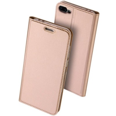 „Dux Ducis“ Skin serijos Asus Zenfone 4 Max (ZC554KL) rožinis odinis atverčiamas dėklas / Priedai.lt