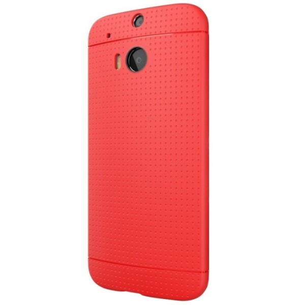„Dots“ kieto silikono (TPU) dėklas - raudonas (One M8 / One M8s)