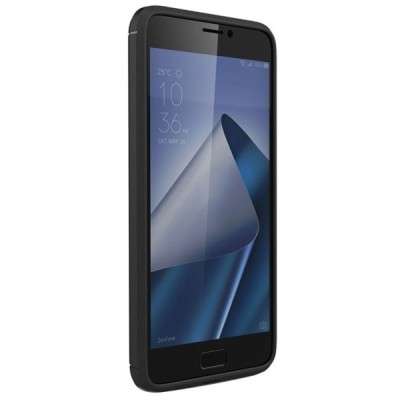 Asus Zenfone 4 Max (ZC554KL) „Carbon“ kieto silikono TPU juodas dėklas - nugarėlė / Priedai.lt