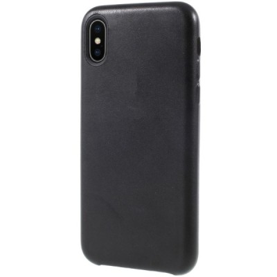 Soft Slim serijos Apple iPhone X (iPhone Xs) juodas odinis dėklas - nugarėlė / Priedai.lt