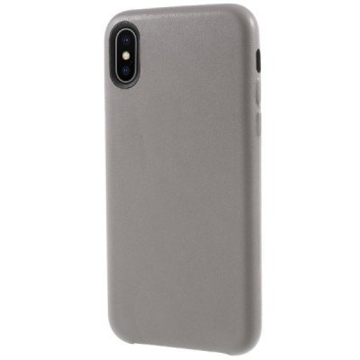 Soft Slim serijos Apple iPhone X (iPhone Xs) pilkas odinis dėklas - nugarėlė / Priedai.lt