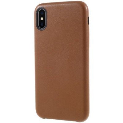 Soft Slim serijos Apple iPhone X (iPhone Xs) rudas odinis dėklas - nugarėlė / Priedai.lt