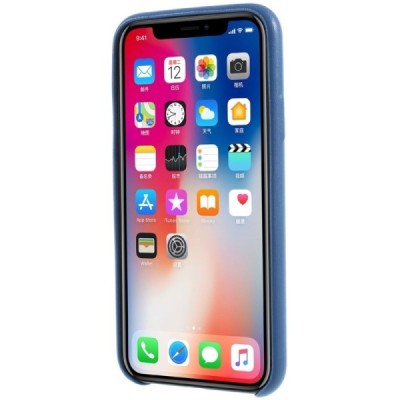Soft Slim serijos Apple iPhone X (iPhone Xs) mėlynas odinis dėklas - nugarėlė / Priedai.lt