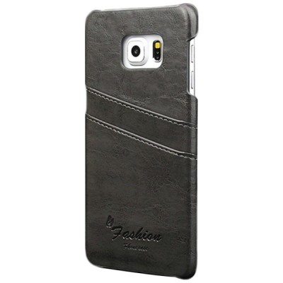 „Vintage“ Samsung Galaxy S6 (G920) pilkas odinis dėklas - nugarėlė su kišenėle kortelėms / Priedai.lt